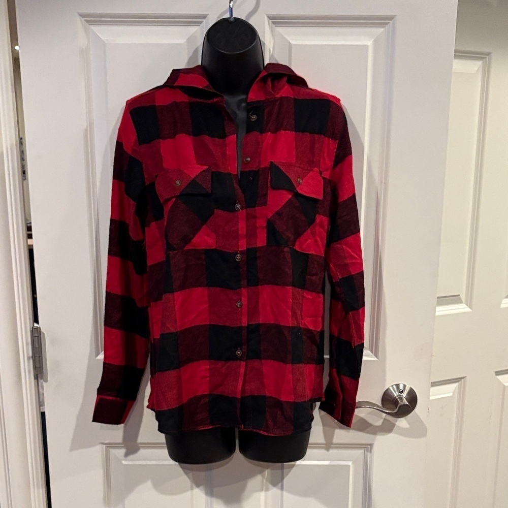 Hippie Rose Red and Black Plaid Hoodie